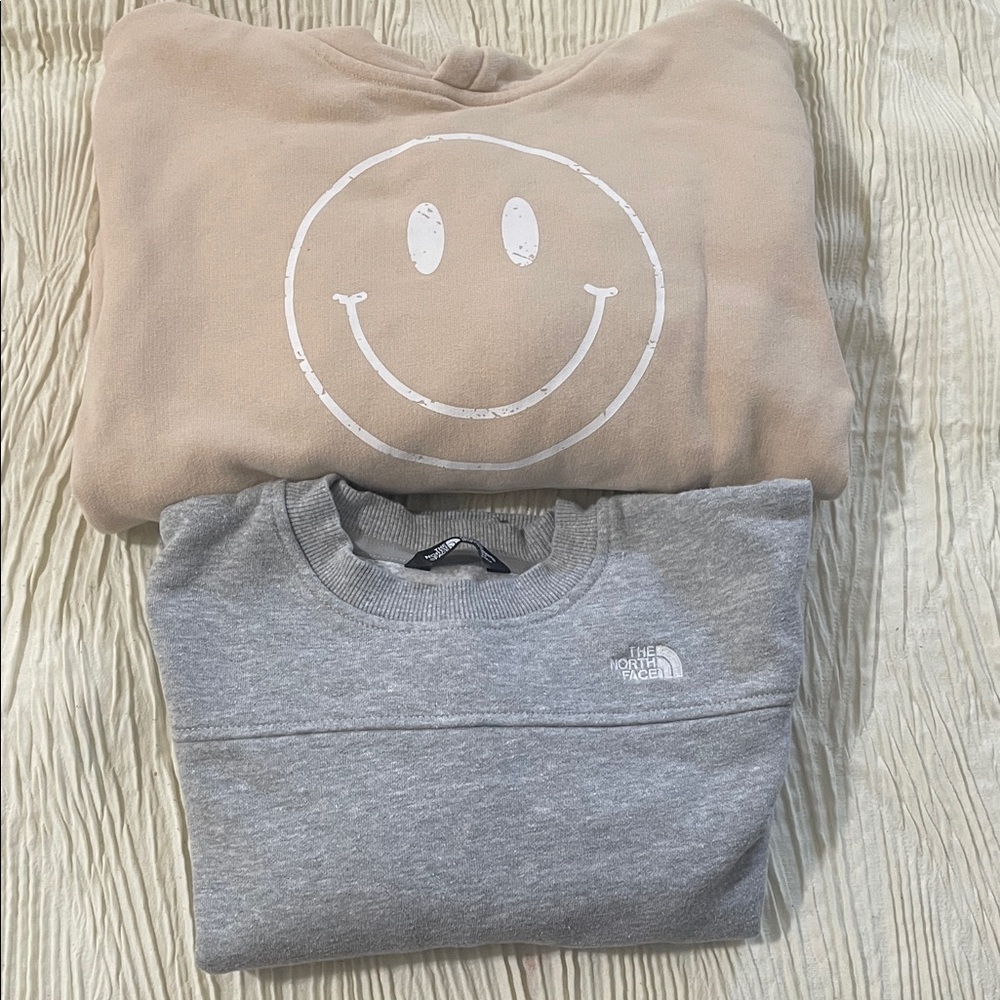 The North Face Gray sweatshirt and Tan hoddie for Girls size 10y